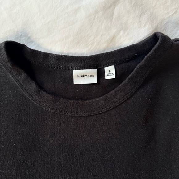 SUNDAY BEST RIBBED BLACK TEE - Picture 2 of 2